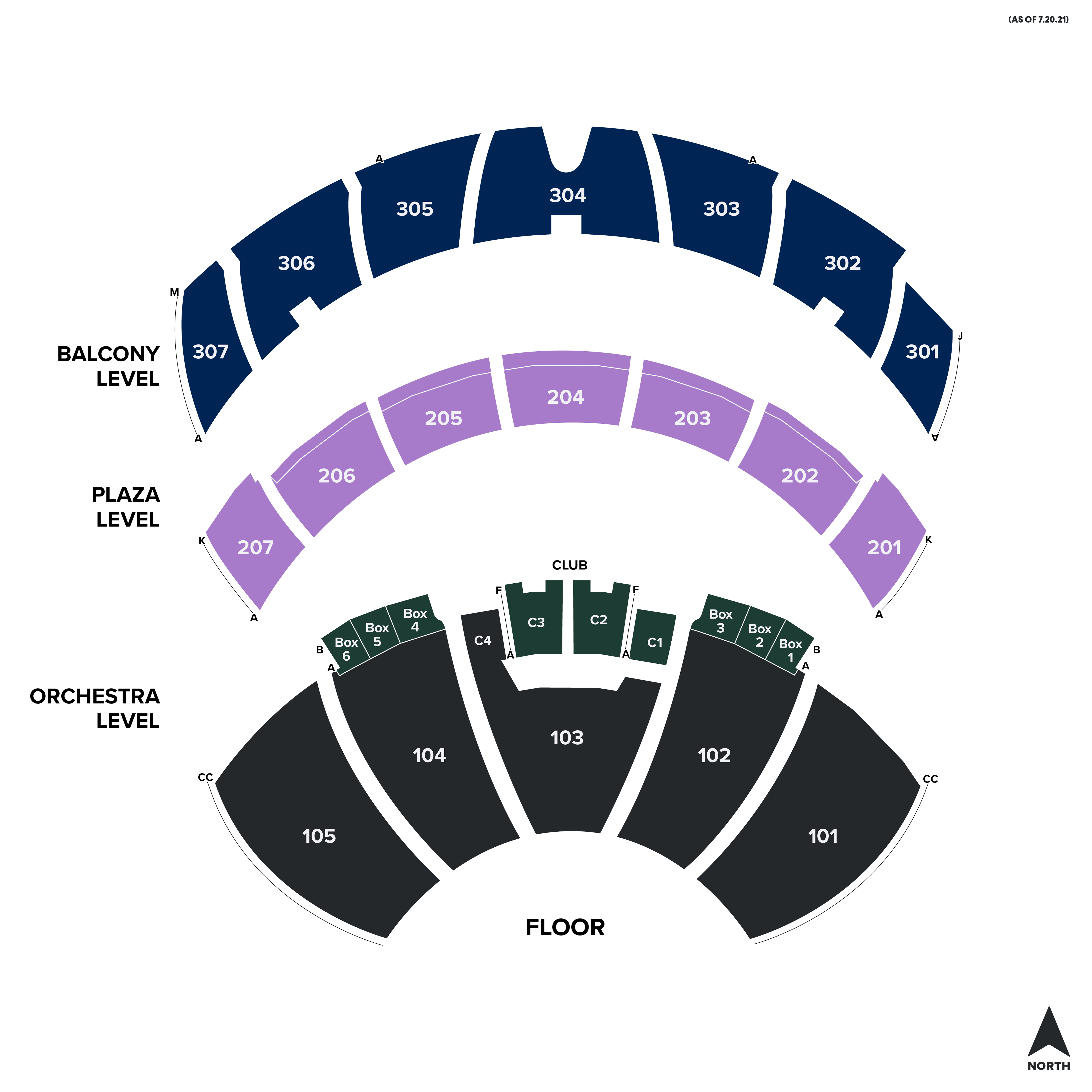 detailed seat row numbers end stage concert sections floor plan map arena  plaza club mezzanine level layout St. Louis Scott…